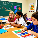 **Diverse Learning Environment:** A vibrant classroom scene showcasing students engaged in various learning activities. Some students are looking at colorful charts, others are listening to a lecture, and some are participating in a hands-on experiment. The setting should feel inclusive and representative of different learning styles.