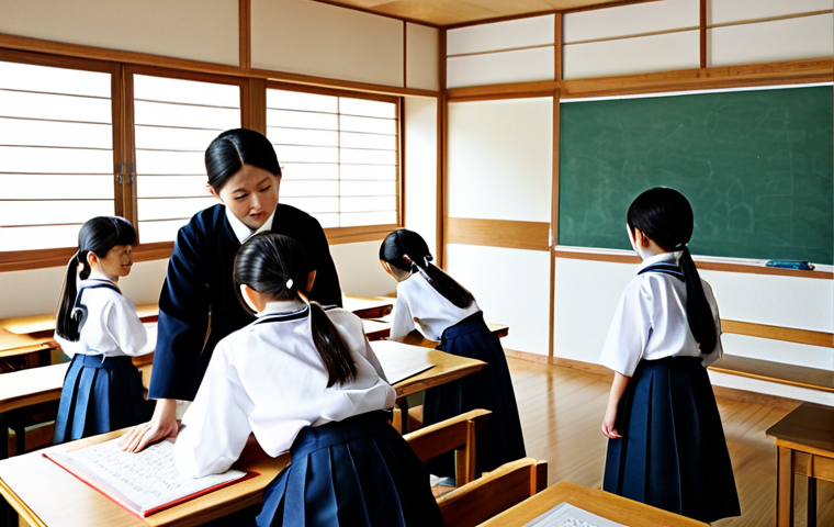 세계적 교육 시스템 비교 어떤 점이 다를까 - Japanese Education Philosophy**
"A classroom scene in Japan, children (ages 7-8) fully clothed in s...